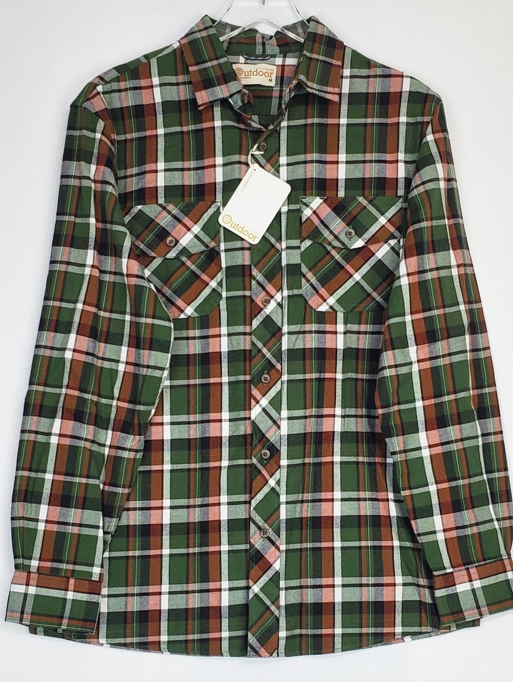 NWT Roundtree Yorke medium outdoor flannel button shirt explorer fit black green